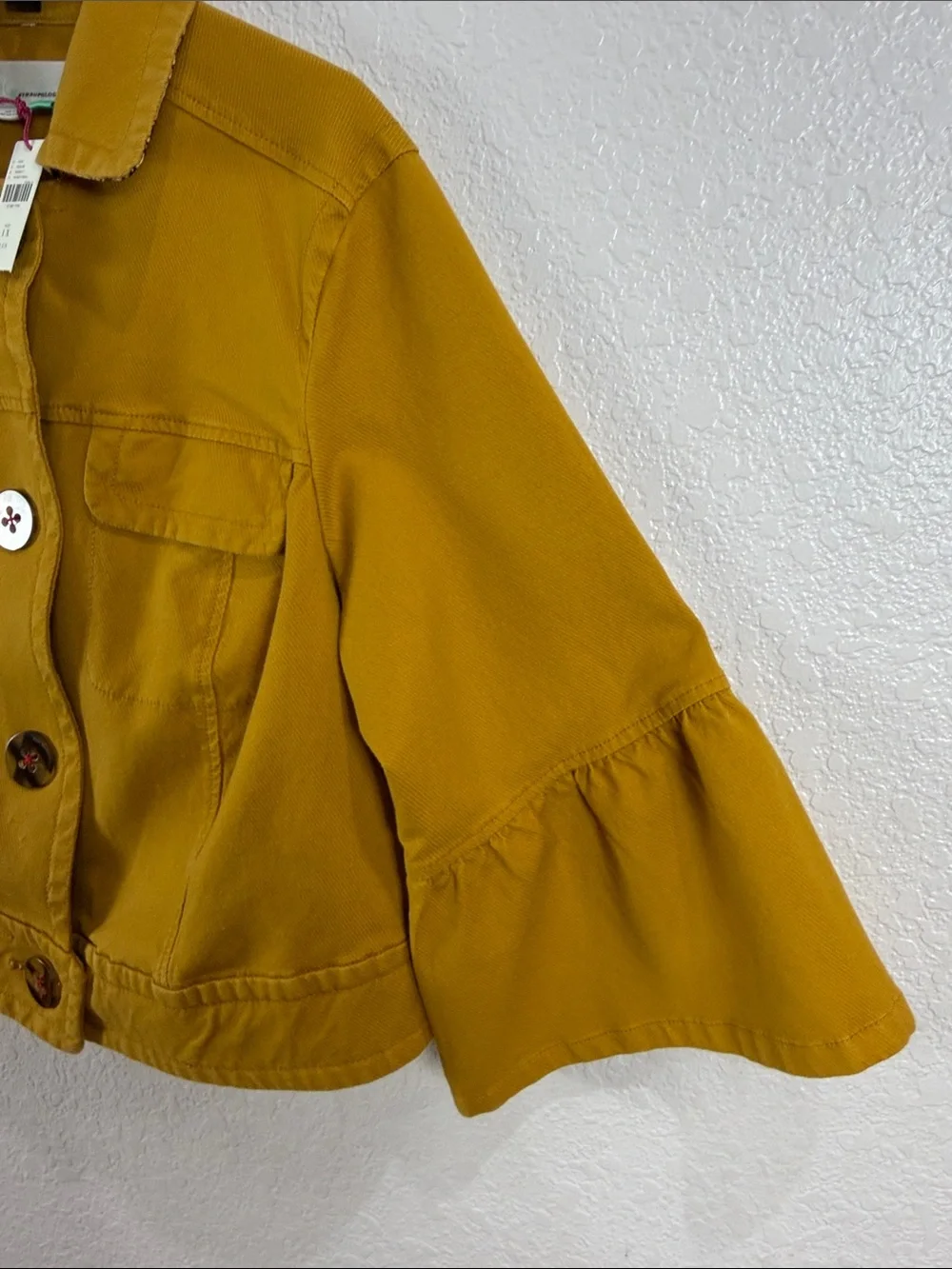 Anthropologie Plus,Size 1X,Mustard Bell-Sleeve Jacket - Picture 7 of 17